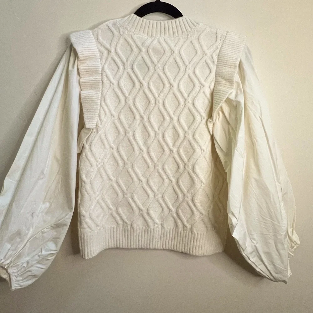 Kids Cream Sweater with Diamond Pattern XL a‎ loves a